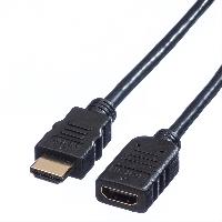 Value HDMI High Speed Kabel mit Ethernet Stecker/Buchse 4K fähig schwarz 2 m