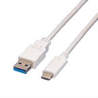 Value USB 3.1 Kabel USB Typ A Stecker auf USB Typ C Stecker weiß 1 m