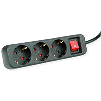 Roline 3-fach Steckdosenleiste mit Schutzkontakten und Schalter schwarz 1,50 m