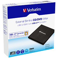Verbatim External Slimline CD/DVD Writer USB 3.2 GEN 1, M-Disc kompatibel (1)