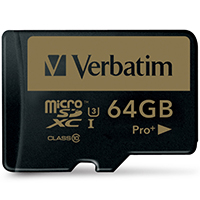 Verbatim Micro SD Card 64 GB SDXC PRO+ UHS-I Class 10 inkl. Adapter (1)