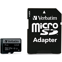 Verbatim Micro SD Card 32 GB SDHC PRO UHS-I Class 10 inkl. Adapter (1)