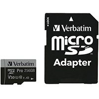 Verbatim Micro SD Card 256 GB SDXC PRO UHS-III Class 10 inkl. Adapter (1)