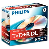 Philips DVD+R 8.5 GB 8x JC (5), DL