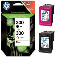 HP 300 Original Tinte schwarz und dreifarbig Standardkapazität 2 x 4ml schwarz: 200 Seiten, Farbe: 165 Seiten 2er-Pack
